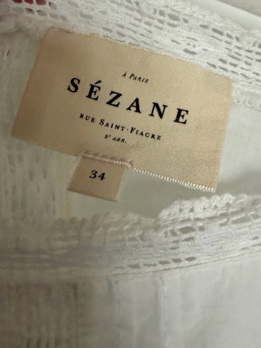 Sezane White Enea Blouse Eyelet US 2 / FR 34 - Picture 6 of 9